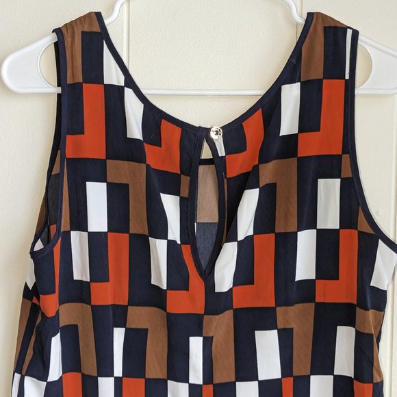 Multi-color geometric patterned sleeveless shift dress - M (pockets!!) - Picture 6 of 9